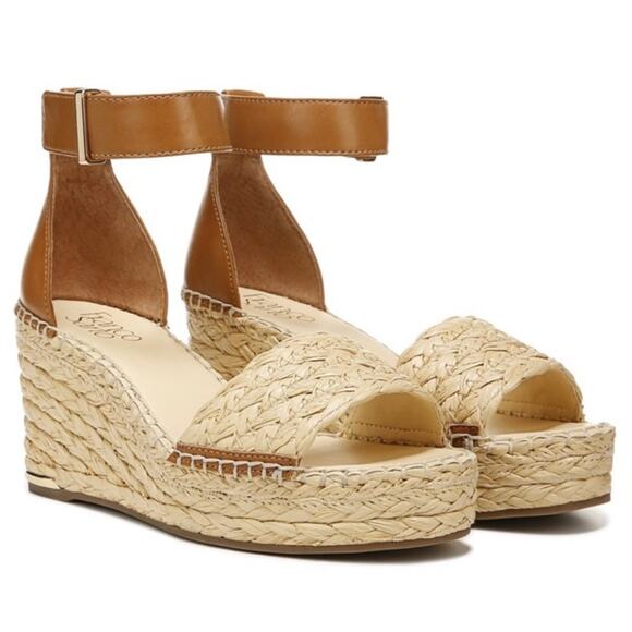 Franco Sarto Shoes - Franco Sarto  Clemens Raffia Espadrille Wedge Sandal in Natural Size 9.5